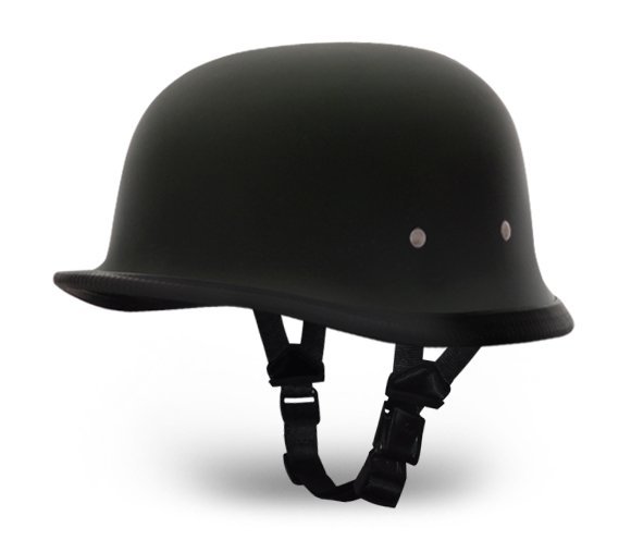Novelty Motorcycle Helmet - Dull Flat Black - German - 1004B-DH