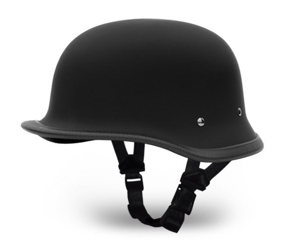 Novelty Motorcycle Helmet - Dull Flat Black - Big German - 1005B-DH