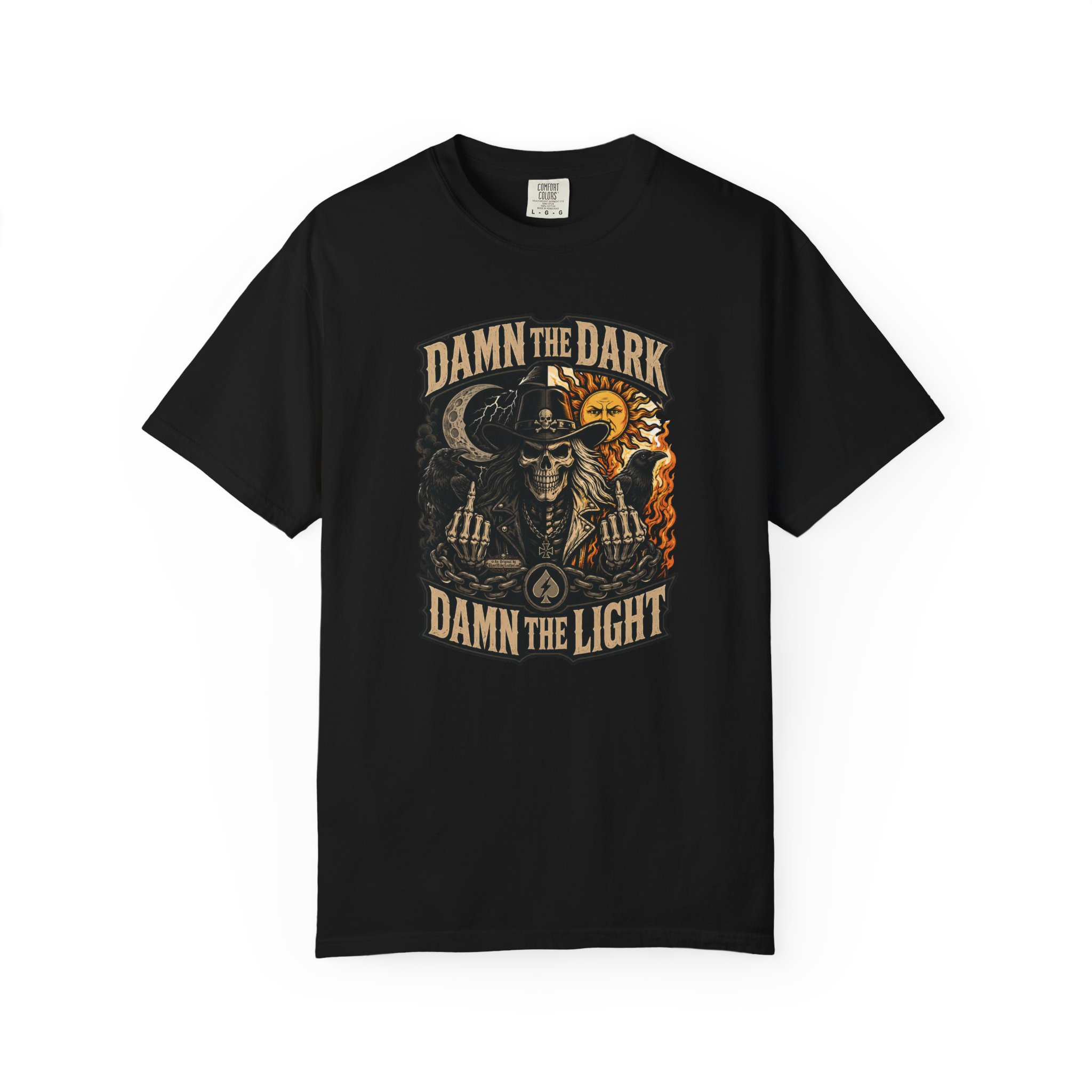 Damn the Dark Damn the Light Graphic T-Shirt - Comfort Colors 1717 - Biker Tee - Image 12