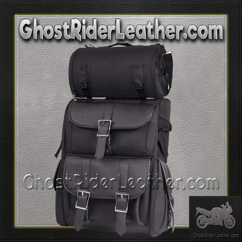 Big PVC Sissy Bar Bag - Motorcycle Luggage - Gear - SB11-NO-STUD-DL