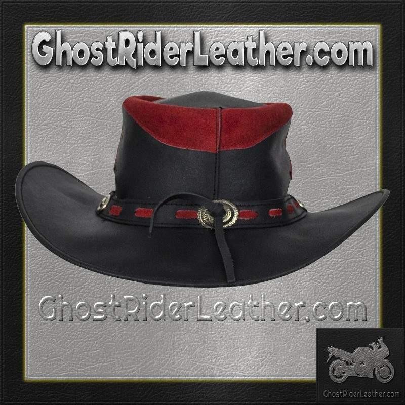 Black and Red Leather Gambler Hat / SKU GRL-HAT10-11-DL - Image 3