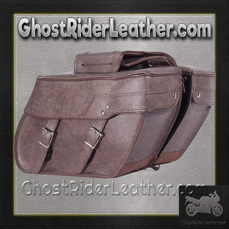Saddlebags - Brown PVC - Zip Off - Lock - SD4082-BROWN-PV-DL - Image 4