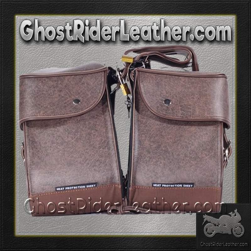 Saddlebags - Brown PVC - Zip Off - Lock - SD4082-BROWN-PV-DL - Image 5