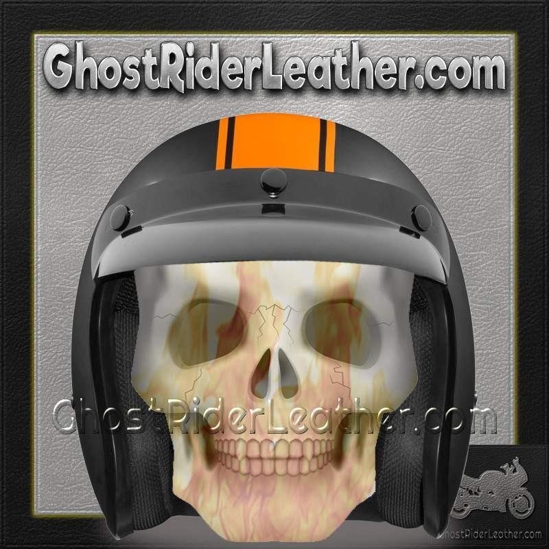 DOT Motorcycle Helmet - Orange Stripe - Open Face - Daytona - DC6-O-DH - Image 7