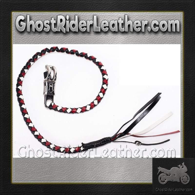 Get Back Whip - 36 Inches - White Red and Black Leather - GBW13-DL - Image 2