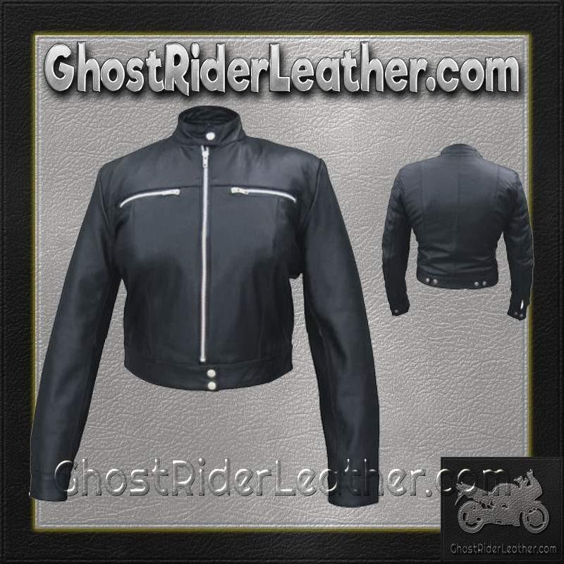 Ladies Racer Biker Leather Motorcycle Riding Jacket - SKU AL2181-AL - Image 3