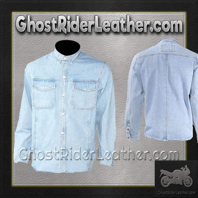 Denim Shirt - Men's - Light Blue - Snap Pockets - MJ777-DENIM-DL - Image 8