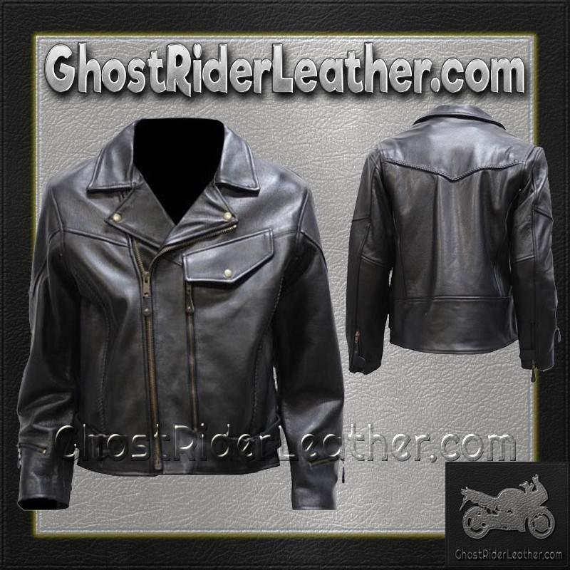 Leather Motorcycle Jacket - Men's - Braid - Pistol Pete - MJ708-SS-DL - Image 5