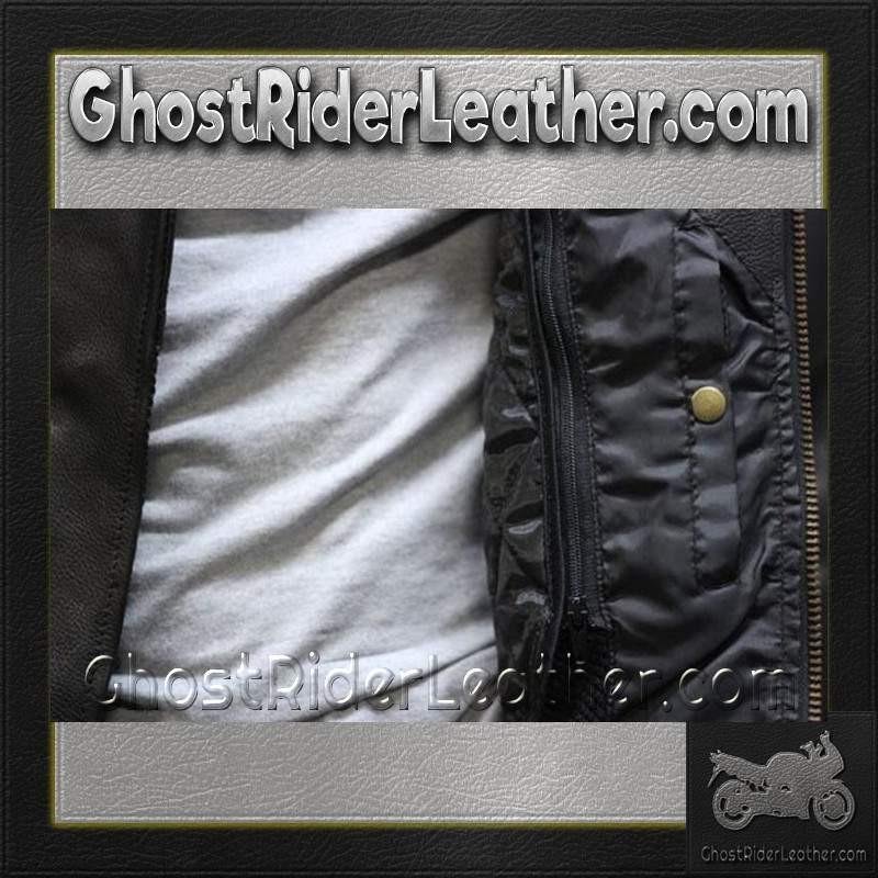 Leather Motorcycle Jacket - Men's - Braid - Pistol Pete - MJ708-SS-DL - Image 7