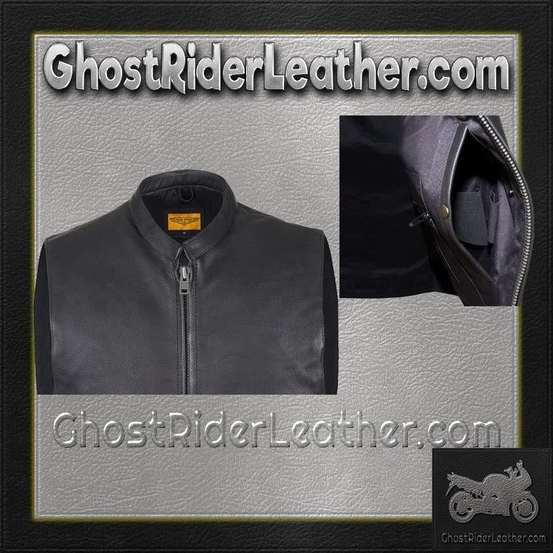 Mens Leather Motorcycle Club Vest with Zipper Front / SKU MV8001-DL - Image 7
