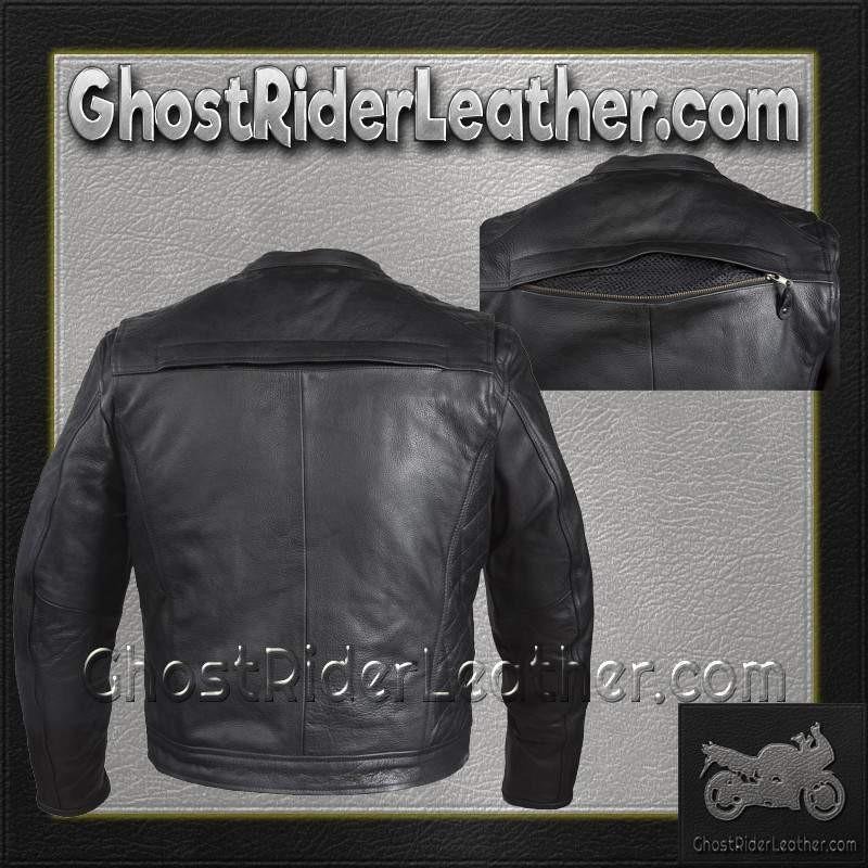 Mens Motorcycle Racer Jacket with Cool Diamond Pattern / SKU GRL-MJ821-DL - Image 2