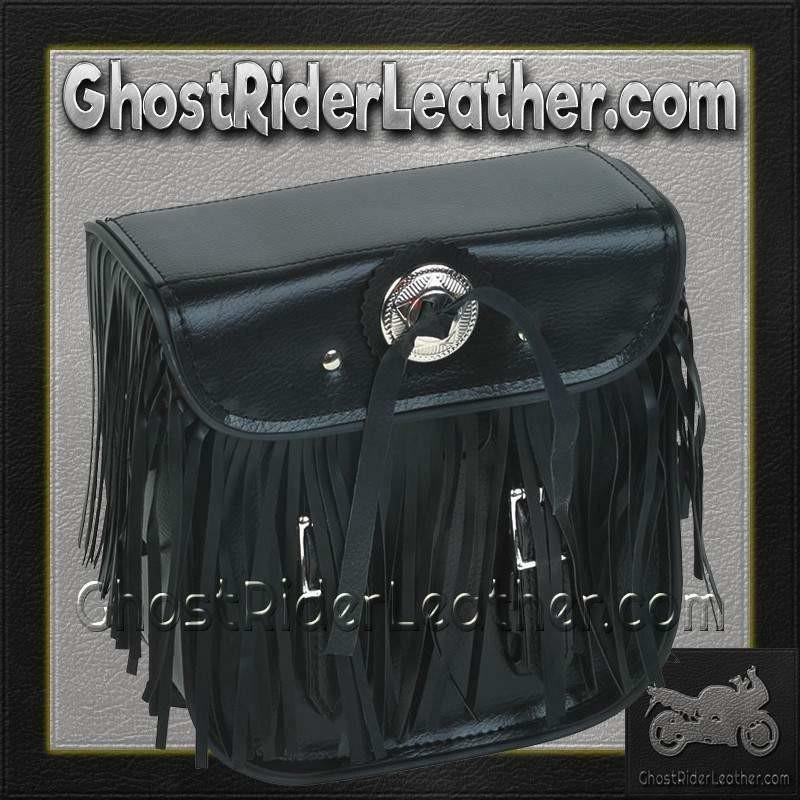 Motorcycle Leather Sissy Bar Bag with Fringe For Motorcycle Storage - SKU SB5004-LEATHER-DL - Image 3