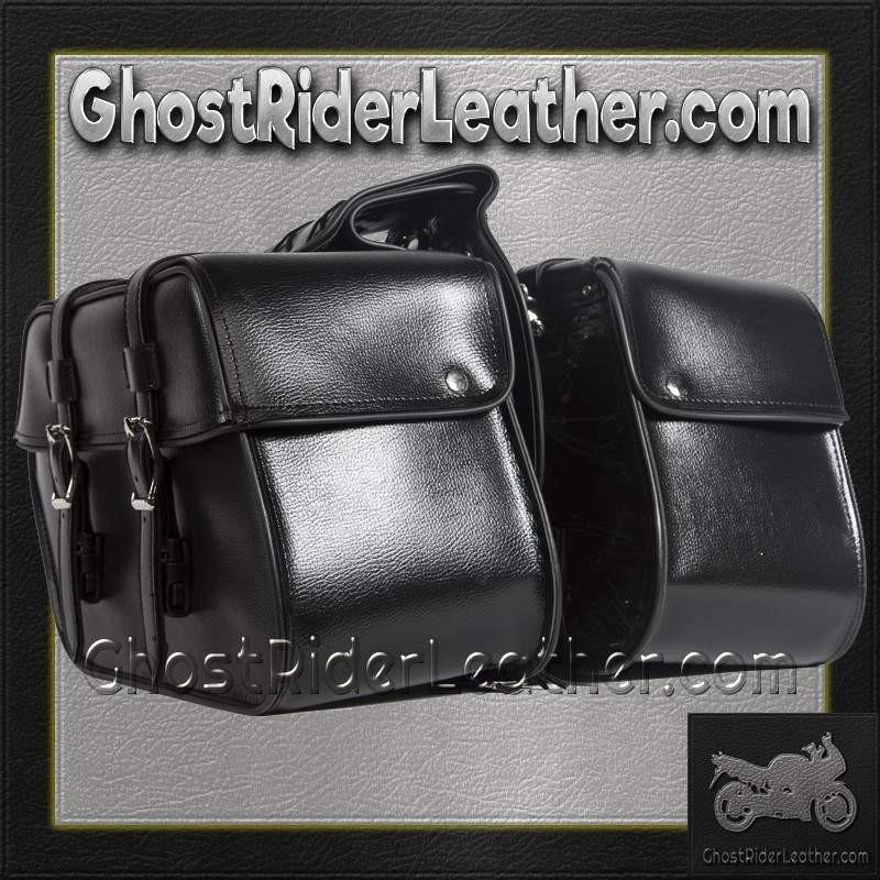 Saddlebags - PVC - Black - Motorcycle Storage - SD4079-PV-DL - Image 6