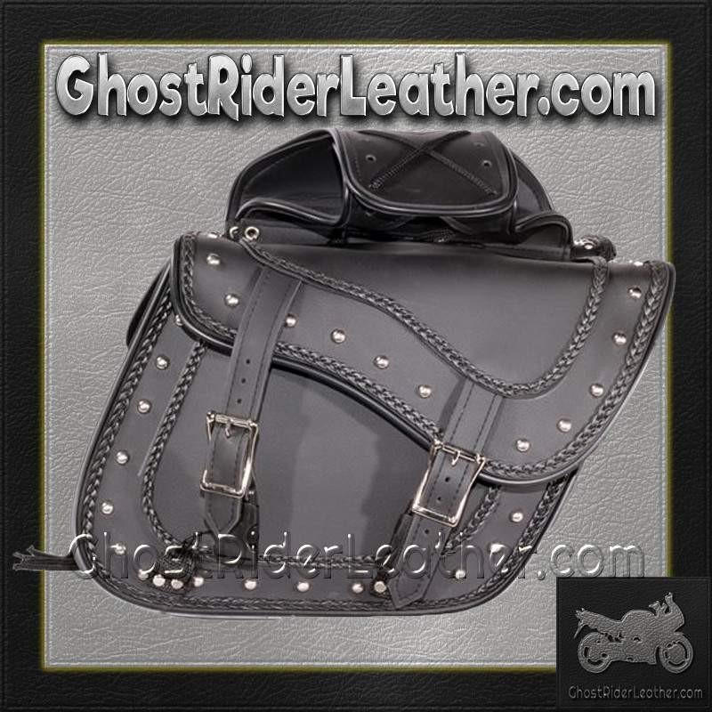 Saddlebags - PVC - Braid and Studs - Zip Off - SD1485-PV-DL - Image 5