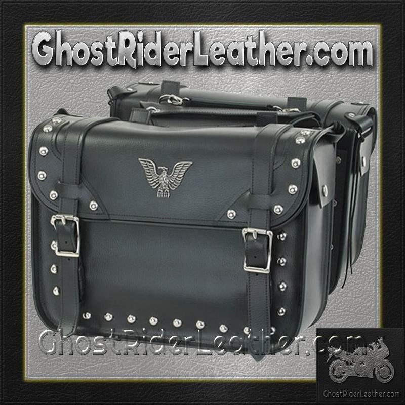 Saddlebags - PVC - Studs - Eagle - Motorcycle Storage - SD4076-PV-DL - Image 2
