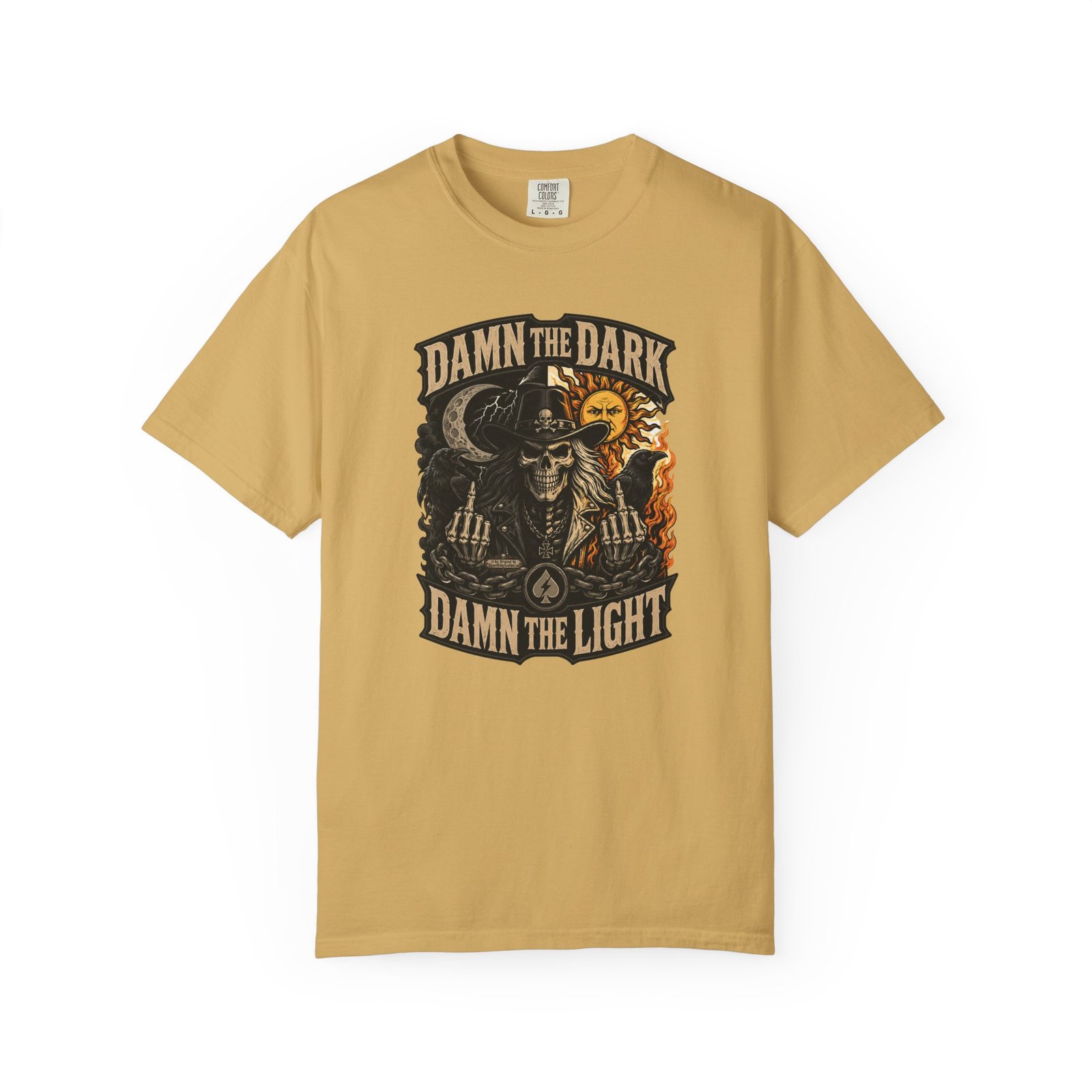 Damn the Dark Damn the Light Graphic T-Shirt - Comfort Colors 1717 - Biker Tee - Image 13