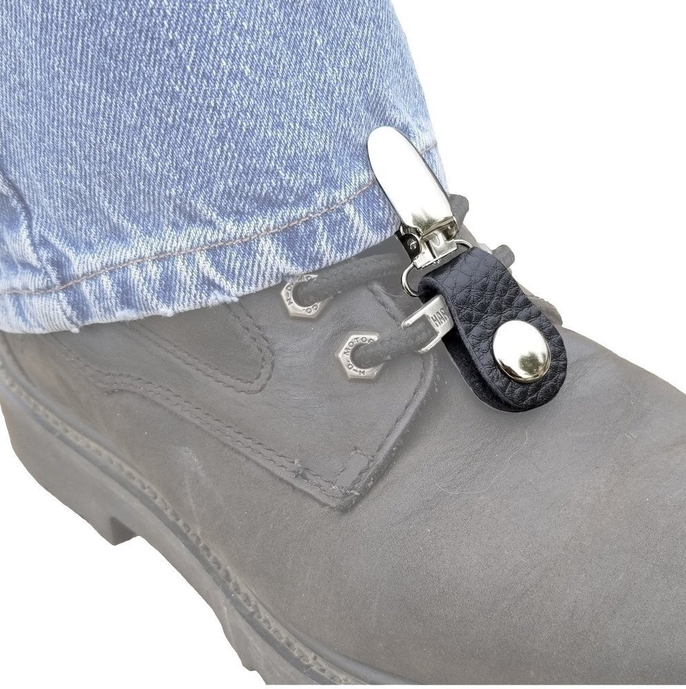 Pair of Biker Boot Clips - Iron Cross - Black and Silver - Motorcycle - J122-8-DS - Image 2