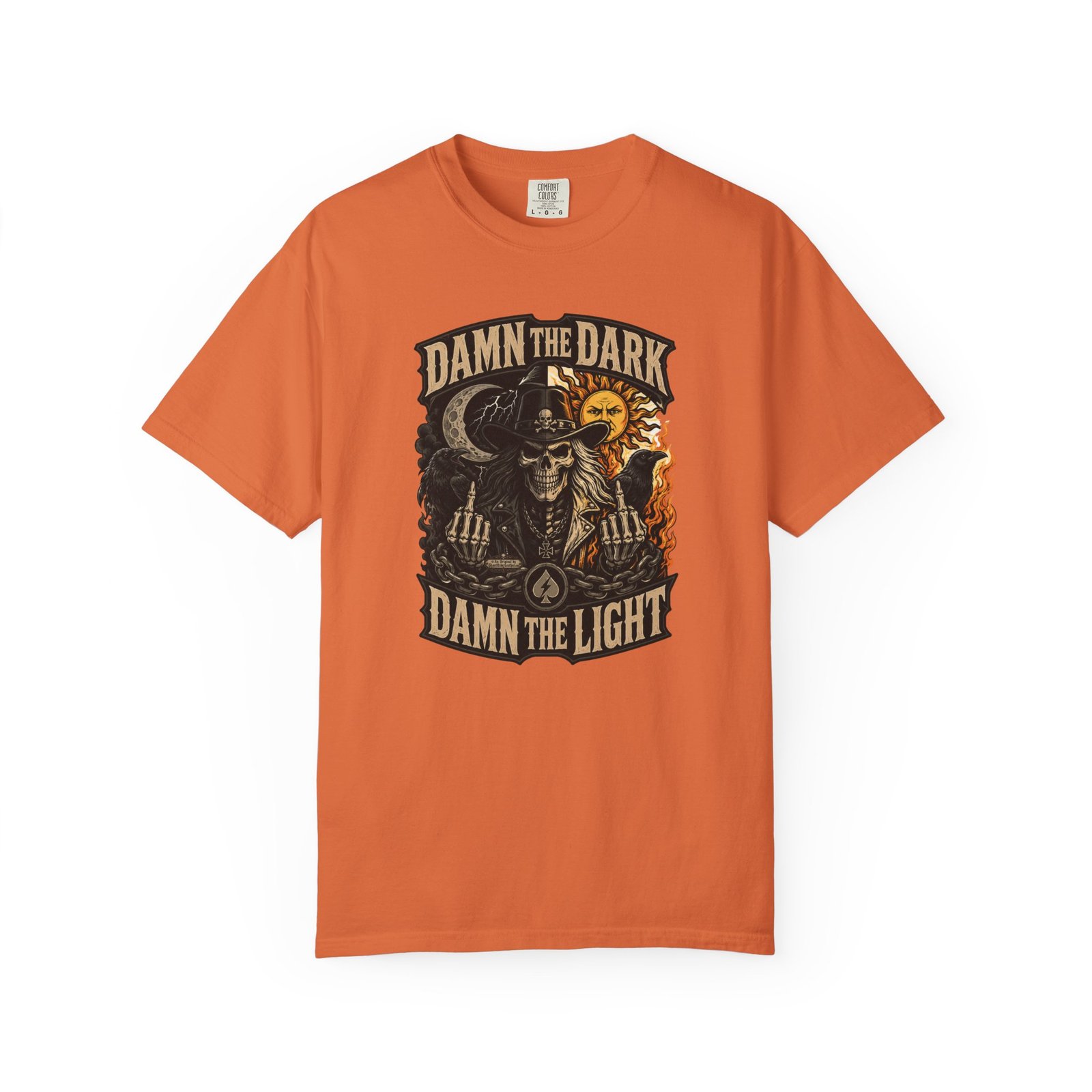 Damn the Dark Damn the Light Graphic T-Shirt - Comfort Colors 1717 - Biker Tee - Image 11