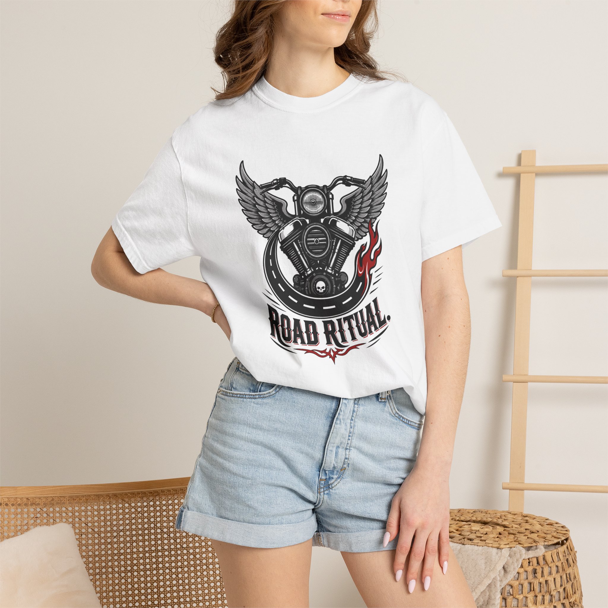 Road Ritual Motorcycle T-Shirt - Retro Biker Engine Graphic Tee - Image 3