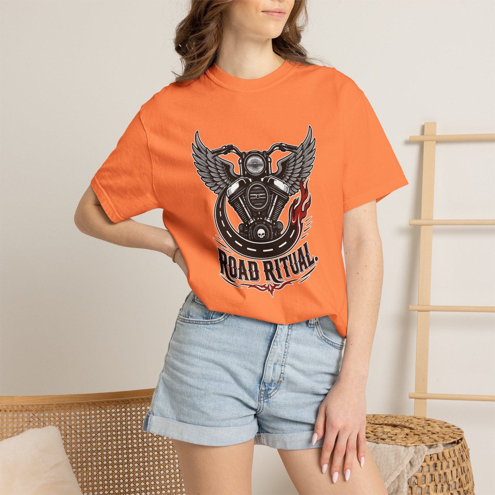 Road Ritual Motorcycle T-Shirt - Retro Biker Engine Graphic Tee