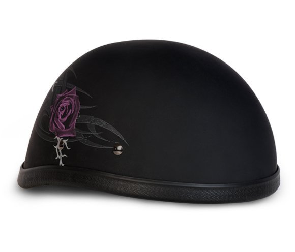 Novelty Motorcycle Helmet - Tribal Purple Rose - Eagle Shorty - 6002SPR-DH - Image 3