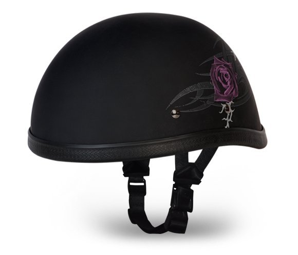 Novelty Motorcycle Helmet - Tribal Purple Rose - Eagle Shorty - 6002SPR-DH - Image 8