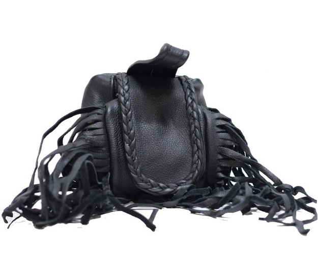 Leather Bag - Folding Pouch - Belt Bag - Fringe and Braid - Motorcycle - AC1005-DL