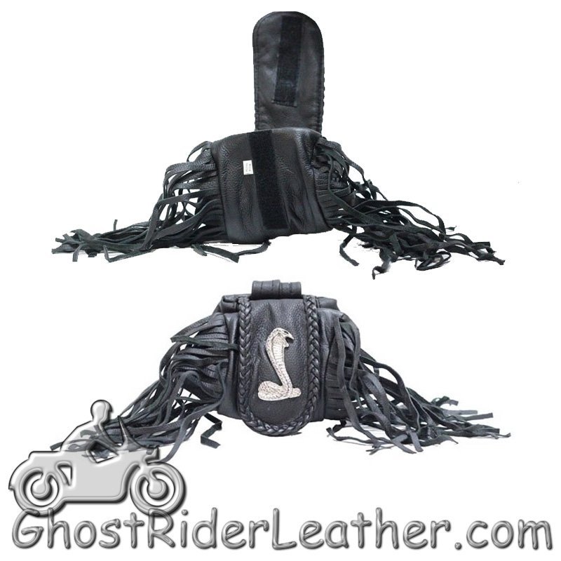 Leather Folding Pouch - Cobra - Fringe - Belt Bag - Motorcycle - AC1007-DL - Image 2