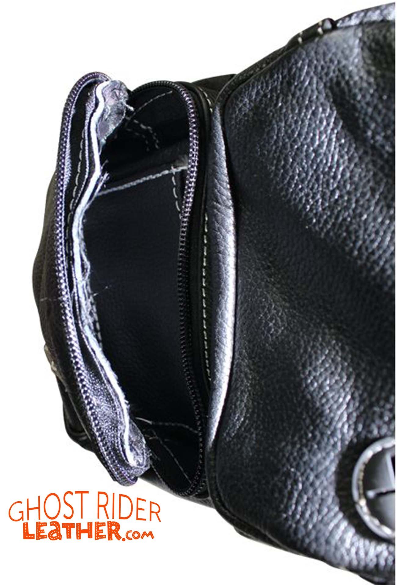 Leather Thigh Bag - Gun Pocket - Black - Touch of Distressed Brown - Motorcycle - AC1029-11-BRN12T-DL - Image 3
