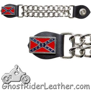 Rebel Flag Vest Extenders with Chrome Chain - One Single - AC1057-DL