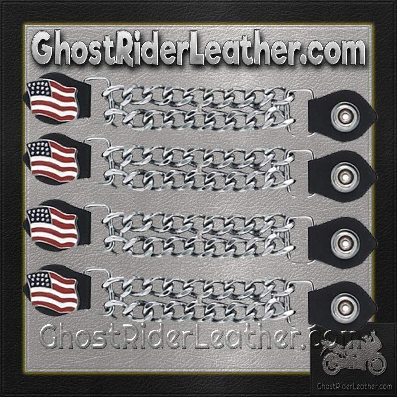 Set of Four USA Flag Vest Extenders with Chrome Chain - AC1058-DL - Image 2