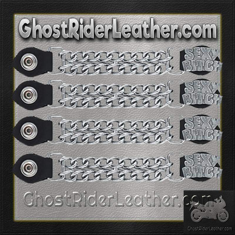 Set of Four Sexy Bitch Vest Extenders with Chrome Chain - AC1059-DL - Image 2