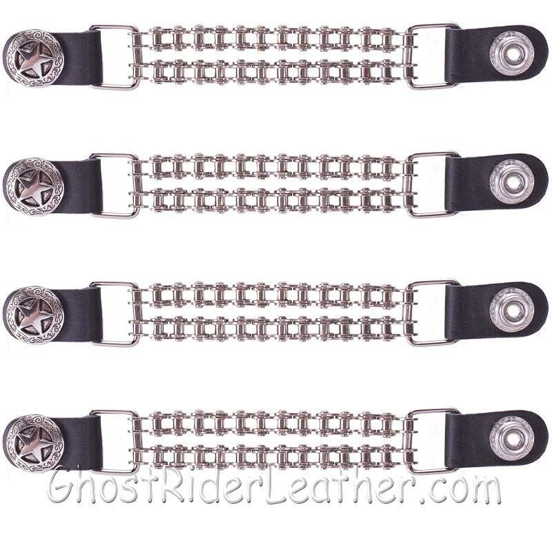 Set of Four Texas Star Vest Extenders with Chrome Motorcycle Chain - AC1063-BC-DL - Image 2