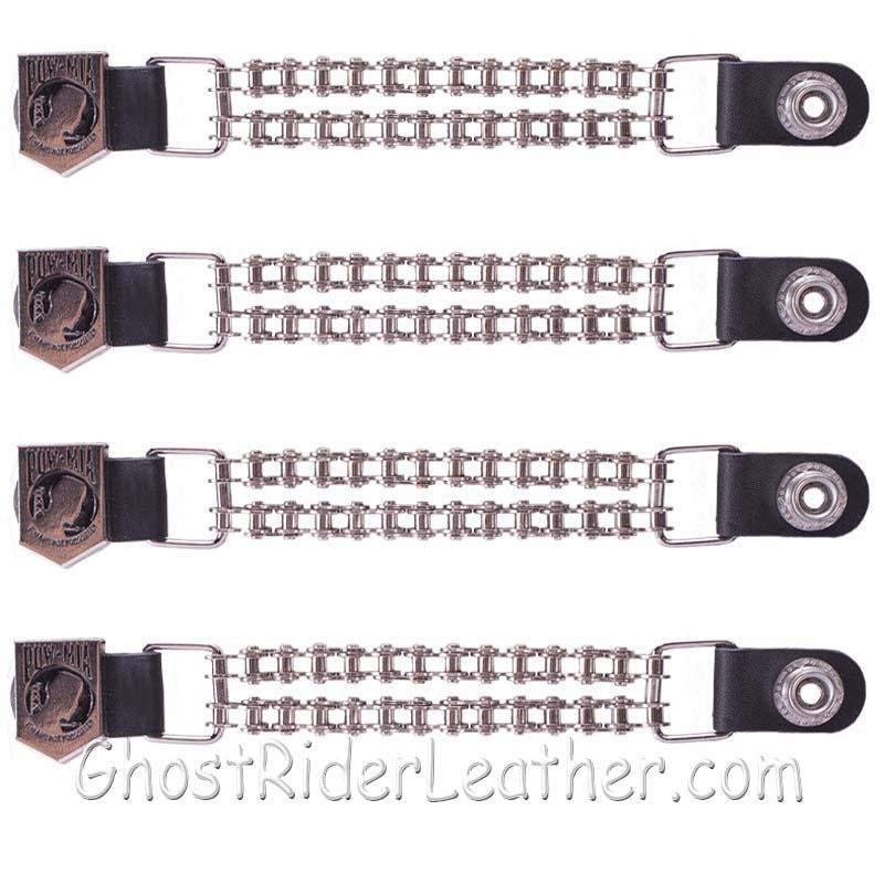 Set of Four POW MIA Vest Extenders with Chrome Motorcycle Chain - AC1065-BC-DL - Image 2