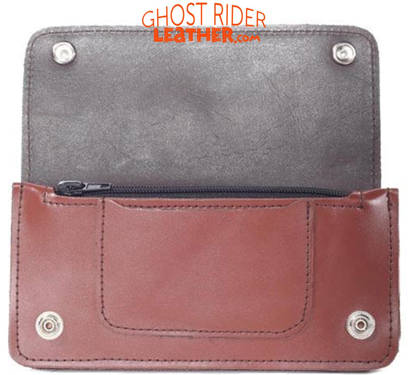 Leather Chain Wallet - Premium - Brown - Biker - AC51-BROWN-DL - Image 2