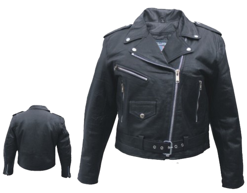Ladies Classic Biker Leather Jacket - Lightweight - SKU AL2100-LIGHT-AL - Image 2