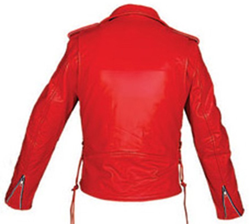 Ladies Classic Biker Red Leather Motorcycle Jacket - SKU AL2122-AL - Image 2
