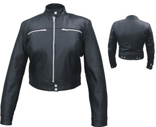 Ladies Racer Biker Leather Motorcycle Riding Jacket - SKU AL2181-AL - Image 2