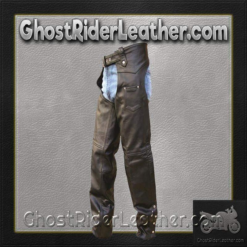 Leather Motorcycle Chaps - Men's - Tall Length - Motorcycle - AL2409-TALL-AL - Image 2
