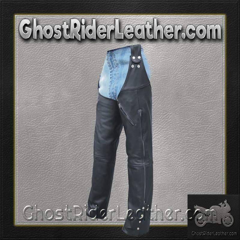 Mens Motorcycle Leather Chaps Hook To Your Belt - SKU AL2419-AL - Image 2