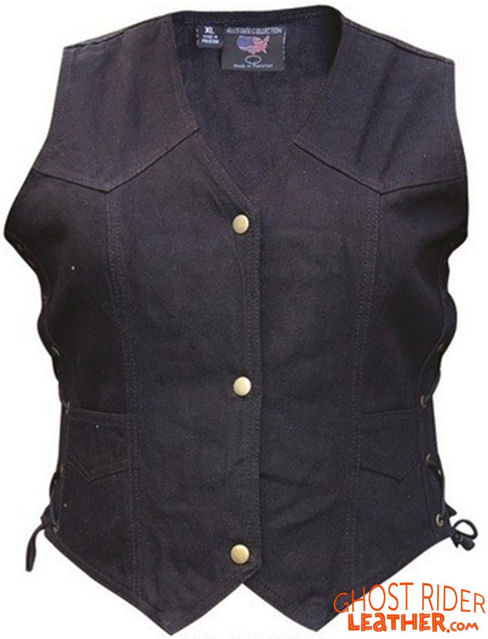 Denim Vest - Women's - Black - Gun Pockets - Side Laces - AL2981-AL