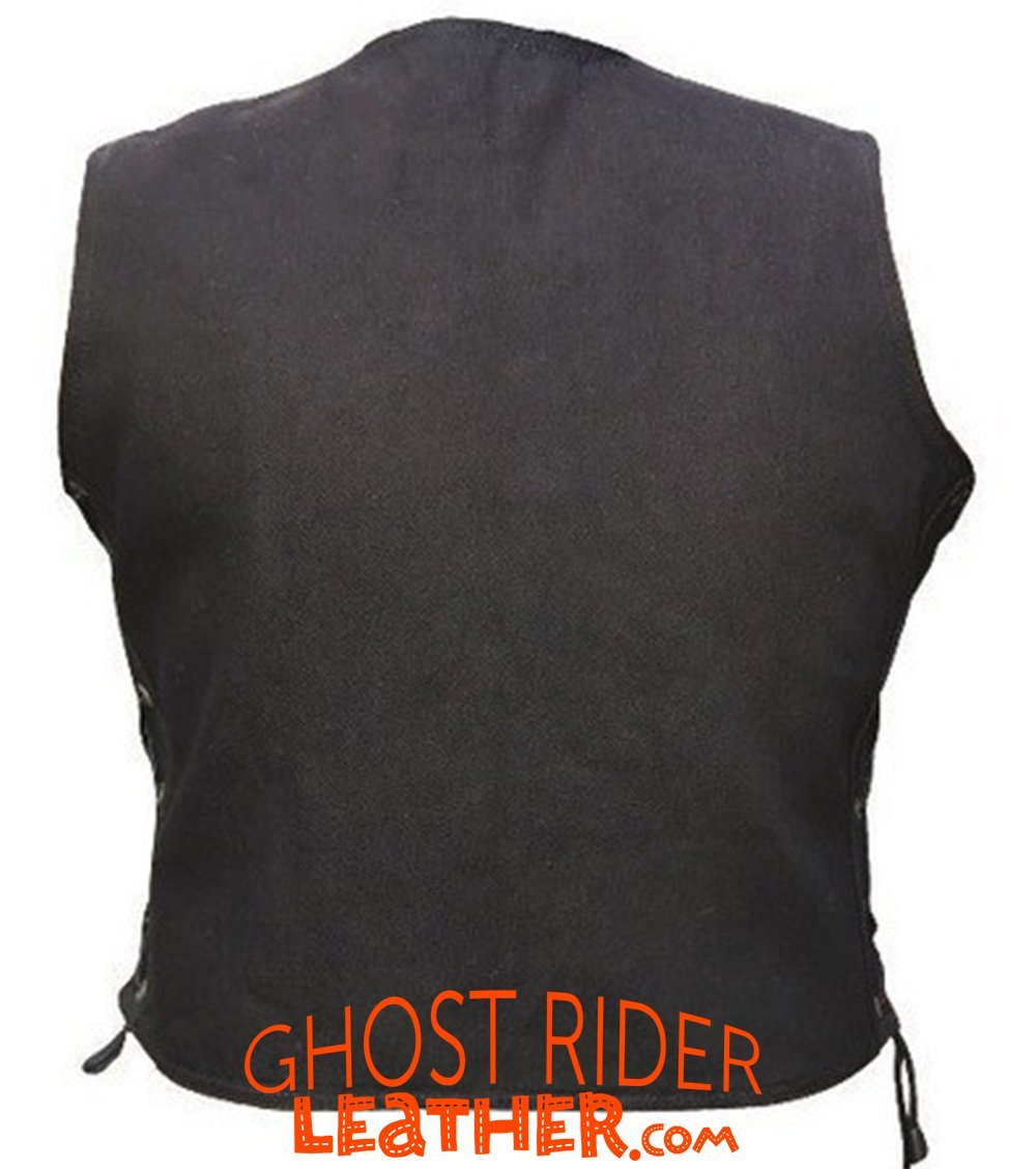 Denim Vest - Women's - Black - Gun Pockets - Side Laces - AL2981-AL - Image 2