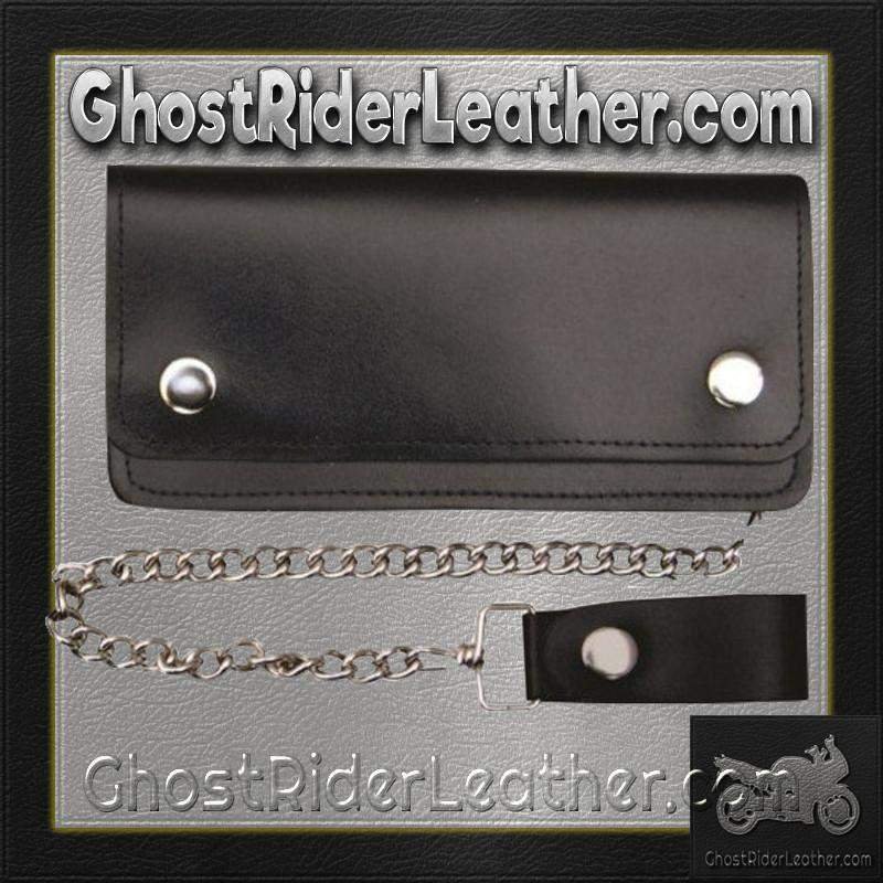 Leather Chain Wallet - 8 Inch Bifold - Black - AL3202-AL - Image 2