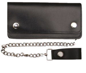 Leather Chain Wallet - 8 Inch Bifold - Black - AL3202-AL