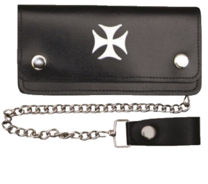 Leather Chain Wallet - Iron Cross Design - 6 Inch Bi-fold - AL3283-AL