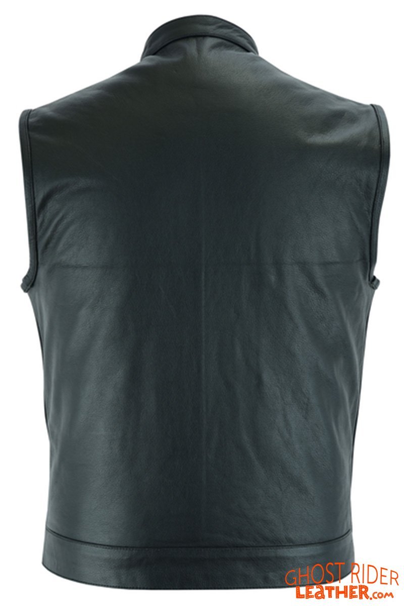 Leather Motorcycle Vest - Men's - Gun Pockets - Up To 12XL - Big and Tall - AM9192-RC - Image 7