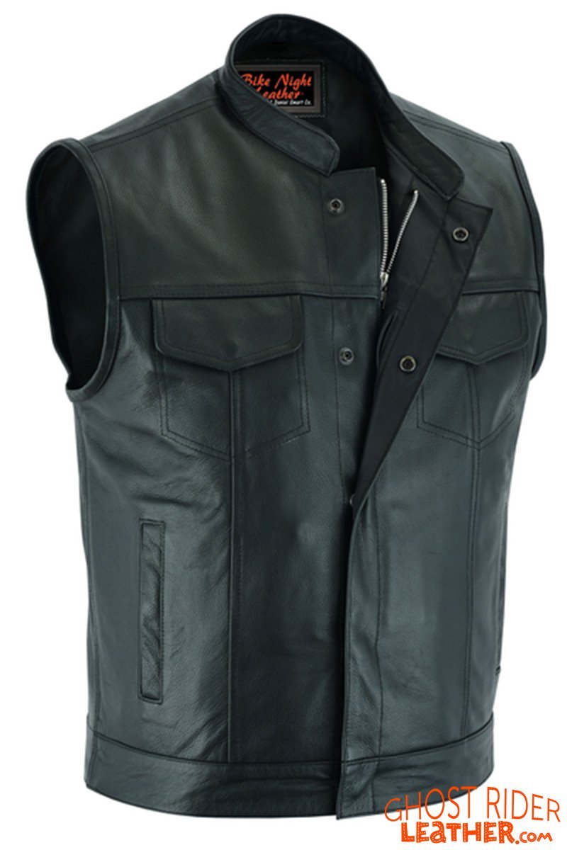 Leather Motorcycle Vest - Men's - Gun Pockets - Up To 12XL - Big and Tall - AM9192-RC - Image 2