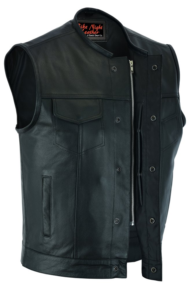 Leather Motorcycle Vest - Men's - Gun Pockets - Up To 12XL - No Collar - Big and Tall - Dawn Run - AM9193-RC - Image 5