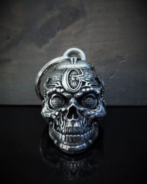 Motorhead Skull Bell - Pewter - Motorcycle Gremlin Bell - Made In USA - SKU BB111-DS