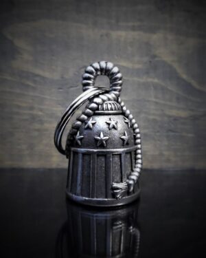 Stars and Stripes - Pewter - Motorcycle Gremlin Bell - Made In USA - SKU BB26-DS